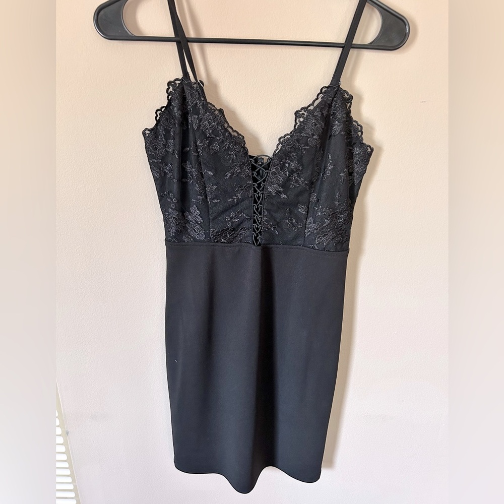 Black corset top mini dress